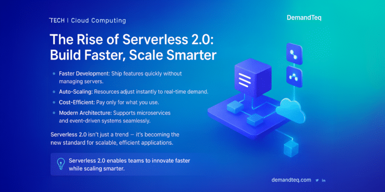 Serverless 2.0 cloud dashboard showing automated scaling and real-time function execution insights.