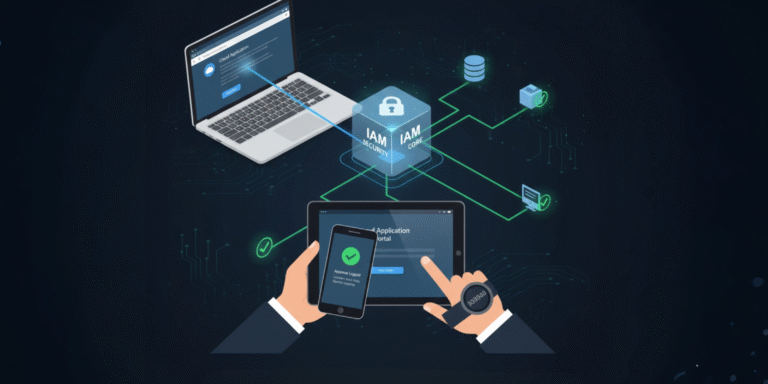 Multi-device IAM authentication ensuring secure cloud access.